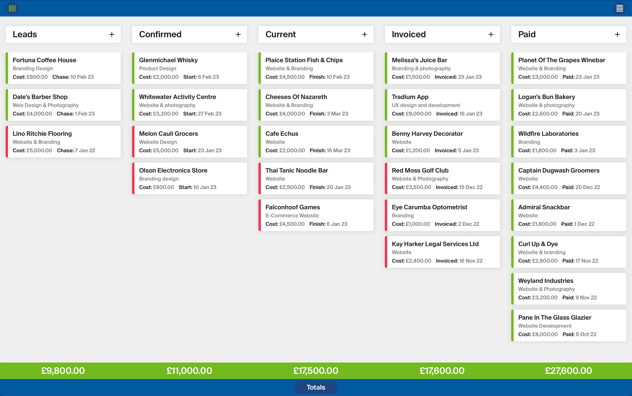 View income totals with 1 click